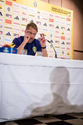 260921 of the Swedish national football team during a press conference, PK, Pressekonferenz on September 21, 2026 in Stockholm. Photo: Joel Marklund BILDBYRAN kod JM JM0853 bbeng fotboll football soccer fotball nations league uefa nations league presskonferens press conference sverige sweden sverige a Copyright: JOELxMARKLUND BB260921JM022