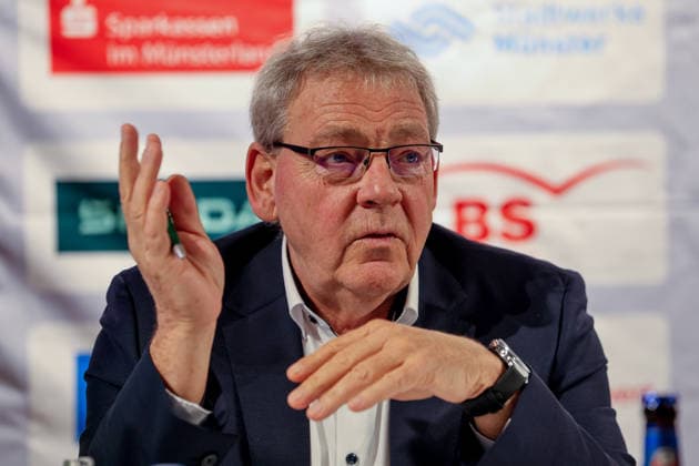 Rainer Bergmann, Gesamtleitung des Sparkassen Münsterland Giro. Vorstellung der Streckenverläufe und der Aktionen und Zahlen des in diesem Jahr zum 20. mal stattfindenden Radrennen. In diesem Jahr startet das Radrennen in Borken im Westmünsterland. Borken, Nordrhein-Westfalen, DEU, Deutschland, 21.09.2026 Pressekonferenz Sparkassen Münsterland Giro.