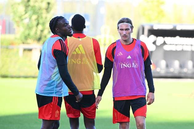 Italy v Belgium - UEFA Nations League 2026 Media Activities 21 09 2026 TUBIZE, BELGIUM - SEPTEMBER 21 : Lavia Romeo midfielder of Belgium, Godts Mika forward of Belgium pictured during a training session ahead of the UEFA Nations League tournament league phase matchday 1 group A1 match between Italy and Belgium on September 21, 2026 in Tubize, Belgium, 21 09 2026 Tubize Belgium  Copyright: xVincentxKalutx