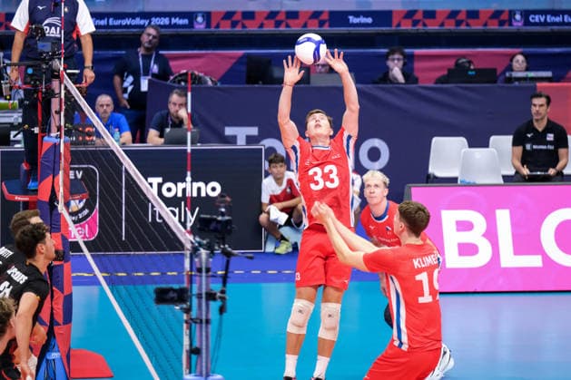 Belgium vs Czechia at Final Eight of the CEV Enel EuroVolley 2026 Men at PalaVela in Turin, Italy Odrej Roman of Czechia during the Belgium vs Czechia match at Final Eight of the CEV Enel EuroVolley 2026 Men at PalaVela in Turin, Italy, on September 21, 2026. Belgium wins the match against Czechia with a score 3-1., Credit:Davide Di Lalla Unicode Images Davide Di Lalla Avalon Italy, Turin, PalaVela  Copyright: xDavidexDixLalla UnicodexImagesx xDavidexDixLallax xAvalonx 1137090060