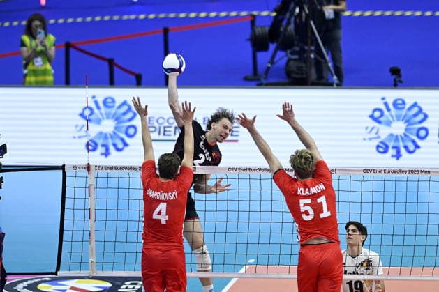 VOLLEYBALL - CEV Eurovolley Men - Belgium vs. Czechia Photo by IPA ABACAPRESS.COM88814674 - Turin, Italy, September 21, 2026, Palavela Turin, CEV Eurovolley Men 2026, Round of 16, REGGERS Ferre 2 (BEL).in action during the CEV Eurovolley Men 2026 match between Belgium and the Czech Republic (3–1) in Turin at Palavela Turin Italy  Copyright: xIPAxSport ABACAx
