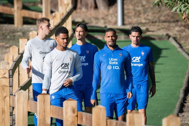 First training session for the French national team, Nationalteam with Zidane - Clairefontaine France s defender Adrien Truffert, Jean Butez, Esteban Lepaul, Guillaume Restes and Andy Diouf during a training session four days ahead of France s UEFA Nations League football match against Turkey in Clairefontaine-en-Yvelines outside Paris, on September 21, 2026. The gathering is the first of the French national team under its new coach Zinedine Zidane, appointed on July 28, 2026 on a four-year contract. The Nations League, which France won in 2021, will dominate Zidane s attention in the coming months before the draw for the Euro 2028 qualifying tournament takes place in early December.Photo by Alexis Jumeau ABACAPRESS.COM Clairefontaine-en-Yvelines France Copyright: xJumeauxAlexis ABACAx