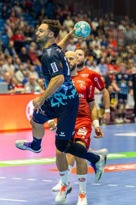 HBL Pokal, 2. Runde, Kassel, MT Melsungen vs. Rhein-Neckar Loewen, Rothenbach-Halle Kassel; 22.09.2026 HBL Pokal, 2. Runde, Kassel, Germany - 22.09.2026: Dani Baijens (Rhein-Neckar Löwen, 77) beim Torwurf, Handball Bundesliga, Spiel der MT Melsungen vs. Rhein-Neckar Loewen, Rothenbach-Halle Kassel Copyright: xBEAUTIFULxSPORTS Freudensteinx