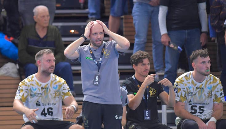 22.09.2026, Dresdens Trainer André Haber, DHB-Pokal, HC Elbflorenz Dresden -HC Hamburg, (c) Dresden