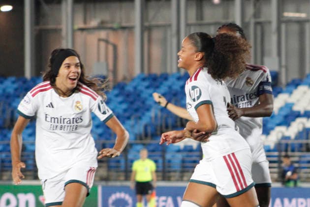 ESP: Women Champions League Real Madrid v PSG Felicia Schroder of Real madrid scores goal and celebrates during Women Champions League match between Real Madrid v Paris Saint-Germain Football Club played at Ciudad Deportiva del Real Madrid, Valdebebas, Madrid on september 22 2026 in Spain Madrid Spain Soccer Copyright: xAgenciaxLOFx