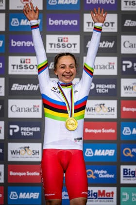 OKRUCIÅƒSKA Maria: UCI Road cycling, Rad, Radsport, Strasse World Championships - Montreal Canada 2026 OKRUCIÅƒSKA Maria ( POL ) Poland Winner - First Place - Award Ceremony Medal Ceremony Podium - Hochformat hoch vertikal Portrait - Event Veranstaltung: UCI Road Cycling World Championships Montreal-Canada 2026 - Category Kategorie: Cycling - Road Cycling World Championships Elite Women U19 - Location Ort: North America - Canada - Quebec - Montreal - Start: Montreal - Finish: Montreal Individual Time Trail ( ITT ) - Distance: 10,7 km - Date Datum: 22.09.2026 Tuesday Day 3 -
