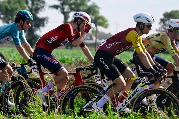 Omloop van het Houtland 2026 Cycling Race LICHTERVELDE, BELGIUM - SEPTEMBER 23 : Poelvoorde Tars (BEL) of Lotto - Intermarche, Allegaert Piet (BEL) of Cofidis during the 80th edition of Omloop van het Houtland an UCI Class 1.1 one day cycling road race for Men Elite of 190 km with start in Zedelgem and finish in Lichtervelde on September 23, 2026 in Lichtervelde, Belgium, 23 09 2026 Lichtervelde Belgium  Copyright: xJanxDexMeuleneirx