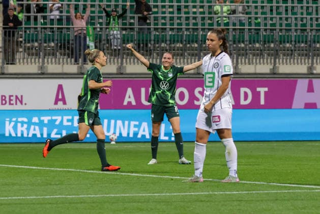 23.09.2026, xgrfx, Fussball UEFA Womens Europa Cup , VfL Wolfsburg - SK Sturm Graz v.l. Tor, Svenja Huth zum 4:0 (VfL Wolfsburg) AOK Stadion