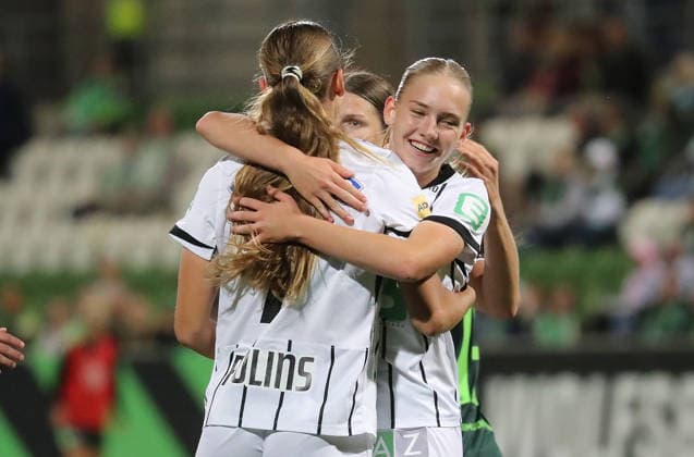 Jubel 4-1 durch Lena Breznik (SK Sturm Graz) Fussball, Frauen, Saison 2026 2027, UEFA, Womens Europa Cup Qualifikation, 2.Runde, AOK stadion Wolfsburg, VfL Wolfburg gegen Sturm Graz