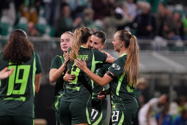 Deutschland: Fussball UEFA Women s Europa Cup 2026 2027, 2. Qualifikationsrunde, Hinspiel - VfL Wolfsburg vs SK Sturm Graz - AOK Stadion (Wolfsburg): Tor und Torjubel zum Katharina Piljic (VfL Wolfsburg Women, 17) Copyright: xAymanxAlahmedx