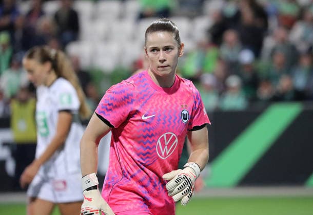 Stina Johannes (VfL Wolfsburg) Fussball, Frauen, Saison 2026 2027, UEFA, Womens Europa Cup Qualifikation, 2.Runde, AOK stadion Wolfsburg, VfL Wolfburg gegen Sturm Graz, 6-1