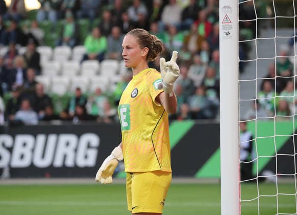 Sarah-Lisa Duebel (SK Sturm Graz) Fussball, Frauen, Saison 2026 2027, UEFA, Womens Europa Cup Qualifikation, 2.Runde, AOK stadion Wolfsburg, VfL Wolfburg gegen Sturm Graz, 6-1