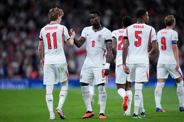 September 26, 2026, London, London, England: Anthony Gordon of England celebrates after scoring his team s first goal during the UEFA Nations League 2026 27 League Phase MD1 Group A3 match between England and Spain at Wembley Stadium on September 26, 2026, in London, England. London England - ZUMAa181 20260926_zaa_a181_155 Copyright: xDennisxAgyemanx