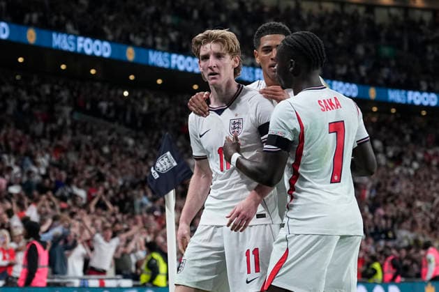 September 26, 2026, London, London, England: Anthony Gordon of England celebrates after scoring his team s first goal during the UEFA Nations League 2026 27 League Phase MD1 Group A3 match between England and Spain at Wembley Stadium on September 26, 2026, in London, England. London England - ZUMAa181 20260926_zaa_a181_165 Copyright: xDennisxAgyemanx