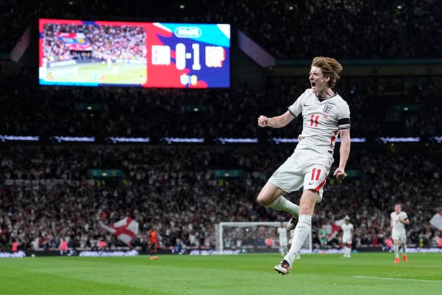 September 26, 2026, London, London, England: Anthony Gordon of England celebrates after scoring his team s first goal during the UEFA Nations League 2026 27 League Phase MD1 Group A3 match between England and Spain at Wembley Stadium on September 26, 2026, in London, England. London England - ZUMAa181 20260926_zaa_a181_178 Copyright: xDennisxAgyemanx