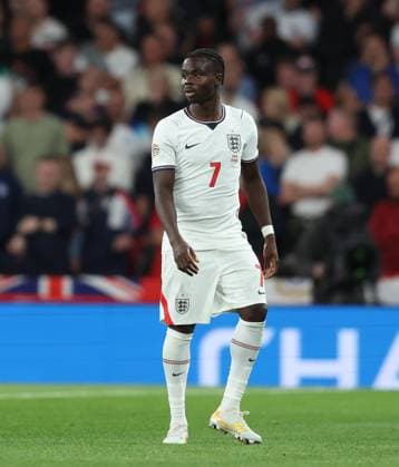 UEFA Nations League - England v Spain LONDON, ENGLAND, SEPTEMBER 26: Bukayo Saka of England national team, Nationalteam during The UEFA Nations League Group Stage match in Group C3 between England v Spain at Wembley Stadium, London, England, on September 26. (Photo by Daniel Weir) London Wembley Stadium England Copyright: xDanielxWeir SportsxPressxPhotox Sportspressphoto_SPR240642