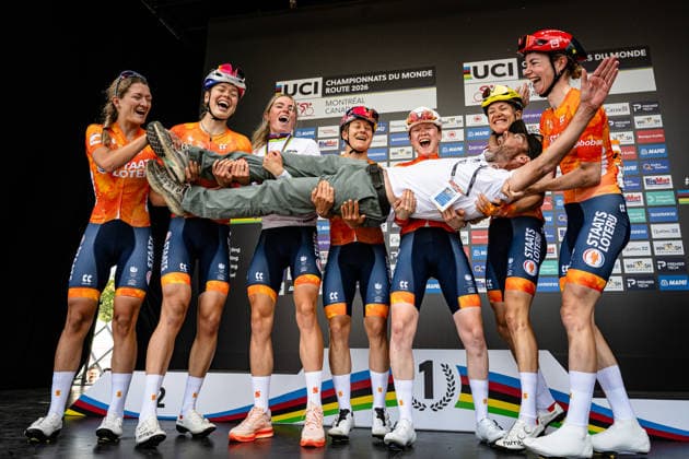 Netherlands: UCI Road cycling, Rad, Radsport, Strasse World Championships - Montreal Canada 2026 Name ( NED ) Netherlands Award Ceremony Medal Ceremony Podium - Querformat - quer - horizontal - Landscape - Event Veranstaltung: UCI Road Cycling World Championships Montreal-Canada 2026 - Category Kategorie: Cycling - Road Cycling World Championships Elite Women - Location Ort: North America - Canada - Quebec - Montreal - Start: Brossard - Finish: Montreal Road Race ( RR ) - Distance: 180,1 km - Date Datum: 26.09.2026 Saturday Day 6 -