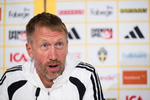 260927 Head coach Graham Potter of the Swedish men s national football team at a press conference, PK, Pressekonferenz on September 27, 2026 in Stockholm. Photo: Emma Wallskog BILDBYRAN kod EW EW0712 fotboll football soccer fotball nations league uefa nations league presskonferens press conference sverige sweden sverige a bbeng fotboll football soccer fotball nations league uefa nations league presskonferens press conference sverige sweden sverige a bbeng Copyright: EMMAxWALLSKOG BB260927EW007
