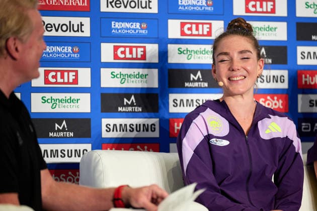 Anna Langerwisch, (GER), beste deutsche Laeuferin, im Interview, Pressekonferenz, GER, BMW Generali Berlin Marathon 2026, 27.09.2026 GER, BMW Generali Berlin Marathon 2026, 27.09.2026 Berlin