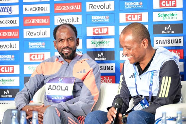 Guye Adola (ETH), Sieger, Platz 1, im Interview, Pressekonferenz, GER, BMW Generali Berlin Marathon 2026, 27.09.2026 GER, BMW Generali Berlin Marathon 2026, 27.09.2026 Berlin
