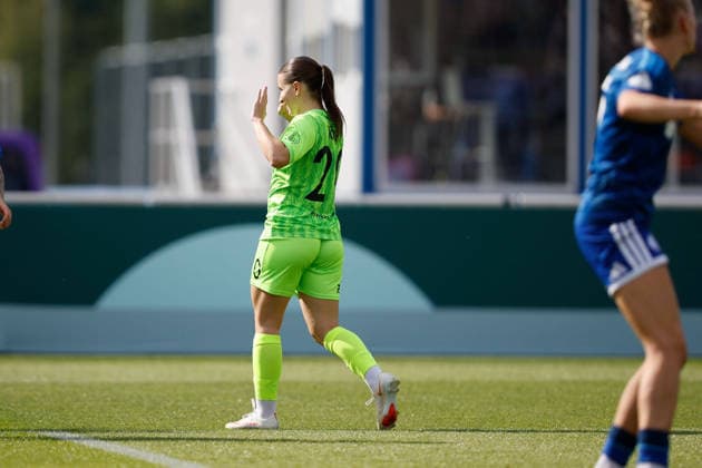 Fußball I Frauen I Saison 2026-2027 I DFB Pokal I FC Schalke 04 - SGS Essen I 27.09.2026 Leonie Köpp (20, SGS Essen) Jubelt nach einem Tor. Gelsenkirchen Parkstadion Nordrhein-Westfalen Deutschland Copyright: xLobeca CedricxSiefkerx