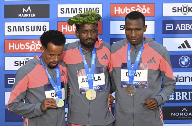 2026 Berlin Marathon BERLIN, GERMANY - SEPTEMBER 27: Ethiopian Guye Adola wins men category the 2026 Berlin Marathon, where thousands of runners from around the world competed over a 42.195-kilometer course passing iconic landmarks in Berlin, Germany on September 27, 2026. Halil Sagirkaya Anadolu Berlin Germany. Editorial use only. Please get in touch for any other usage.  Copyright: x2026xAnadoluxHalilxSagirkayax