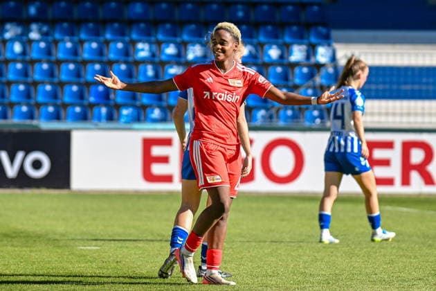Fußball I Frauen I Saison 2026-2027 I DFB-Pokal I 1. FC Magdeburg - 1. FC Union Berlin I 27.09.2026 Torjubel Naika Reissner (42, 1. FC Union Berlin) Freisteller, Nahaufnahme, Porträt, Portrait, Einzelfoto, Einzelbild, Körper Magdeburg Avnet Arena (Heinz-Krügel-Platz 1) Sachsen-Anhalt Deutschland Copyright: xLobeca InesxHähnelx