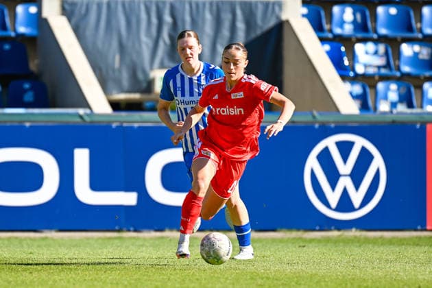 Fußball I Frauen I Saison 2026-2027 I DFB-Pokal I 1. FC Magdeburg - 1. FC Union Berlin I 27.09.2026 Antonia Schulz (19, 1. FC Magdeburg), Lia Kamber (41, 1. FC Union Berlin) Magdeburg Avnet Arena (Heinz-Krügel-Platz 1) Sachsen-Anhalt Deutschland Copyright: xLobeca InesxHähnelx