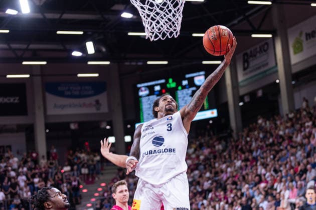 easyCredit Basketball Bundesliga, Telekom Baskets Bonn vs. Syntainics MBC, 27.09.2026 DeLonnie Hunt (SYNTAINICS MBC 3) punktet - easyCredit Basketball Bundesliga, Telekom Baskets Bonn vs. Syntainics MBC, 27.09.2026, Telekom Dome Bonn Copyright: xBEAUTIFULxSPORTS Derixx