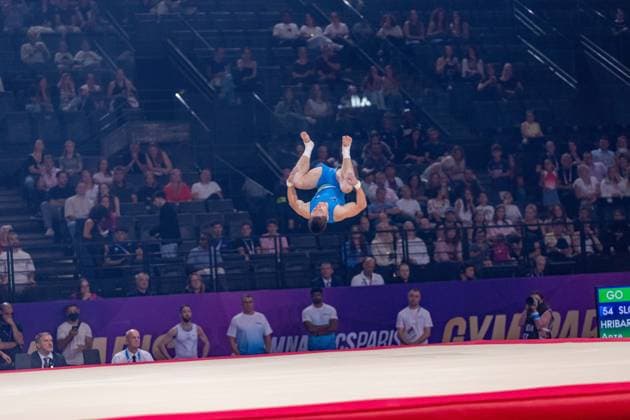 September 27, 2026, Paris, Paris, France: September 27, 2026, Paris, France: Anze Hribar of Slovenia during the final af the floor at Gym Paris in the AccorArena. Paris France - ZUMAp284 20260927_zip_p284_020 Copyright: xMickaelxPintax
