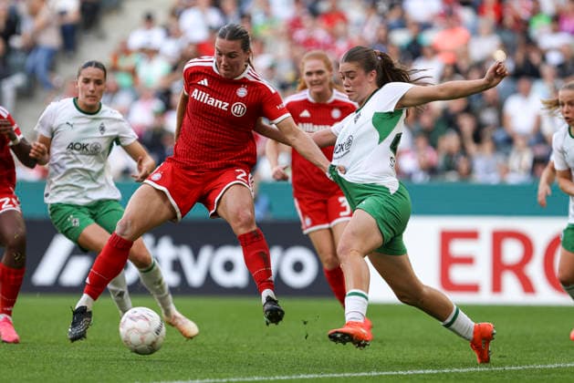 Vanessa Gilles (FC Bayern Muenchen) erzielt das Tor zum 1:2 waehrend des Spiels des DFB-Pokal der Frauen zwischen Borussia Moenchengladbach und FC Bayern Muenchen, ista-Borussia-Park am 27. September 2026 in Moenchengladbach, Deutschland. (Foto von Oliver Kaelke DeFodi Images) +++ Vanessa Gilles (FC Bayern Muenchen) scores her team s second goal during the DFB-Pokal der Frauen match between Borussia Moenchengladbach and FC Bayern Muenchen at ista-Borussia-Park on September 27, 2026 in Moenchengladbach, Germany. (Photo by Oliver Kaelke DeFodi Images) DFB DFL REGULATIONS PROHIBIT ANY USE OF PHOTOGRAPHS AS IMAGE SEQUENCES AND OR QUASI-VIDEO. (Photo by Oliver Kaelke DeFodi Images) -
