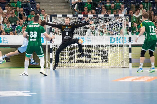 Handball, HBL2: SC DHfK Leipzig - TSV Bayer Dormagen; 27.09.2026 Torwart Tomas Mrkva (16, SC DHfK Leipzig) pariert einen Wurf. Handball, 2. Bundesliga, Saison 2026 2027, 5. Spieltag: SC DHfK Leipzig vs. TSV Bayer Dormagen am 27.09.2026 in der Quarterback Immobilien Arena Leipzig. Copyright: xBEAUTIFULxSPORTS JanxKaeferx