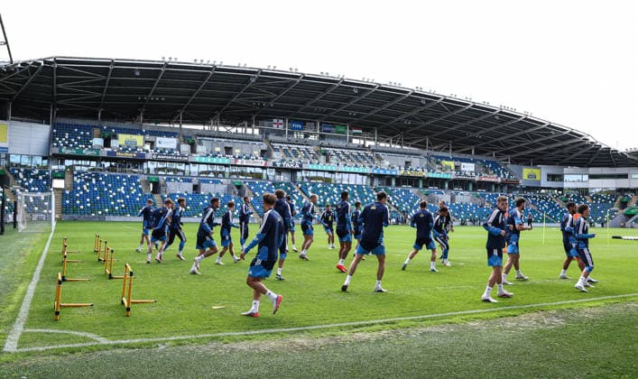 Northern Ireland Squad Training, Clearer Twist National Stadium at Windsor Park, Belfast 27 9 2026 A general view of training A general view of training 27 9 2026  Copyright: xx N Ireland training_095