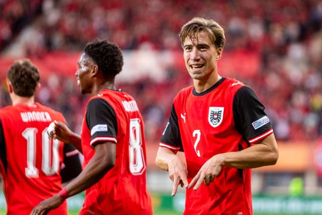 AUSTRIA - KOSOVO David Affengruber of Austria and Fulham celebrates a goal during UEFA Nations League - League B - Group B3 - Matchday 2 - football match between Austria and Kosovo. Ernst Happel Stadion, Vienna, Austria, September 27, 2026. Photo by Branislav Racko Copyright: xx _BRR9644