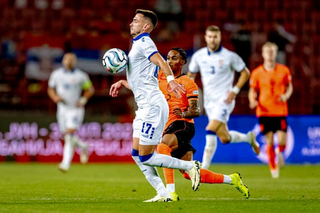 BELGRADO - ServiÃ« defender Aleksa TerziÄ‡ during the UEFA Nations League match between Servie and Nederland at Rajko Mitic Stadion on 27 September 2026 in Belgrado, Servie. (Photo by DeFodi Images) -