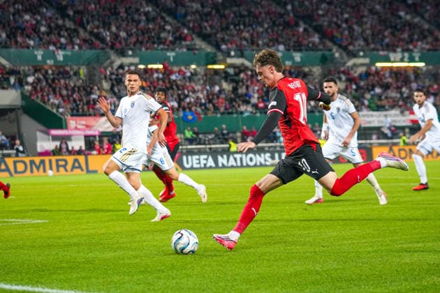 Fussball: Österreich Nationalteam: UEFA Nations League 2026 2027 - Liga B, Gruppe B3, 2. Spieltag, 27.09.2026 - Österreich (ÖFB) vs. Kosovo (FFK) - Ernst-Happel-Stadion (Wien, Österreich); Paul Wanner (Österreich, 10) Copyright: xLukasxBierederx