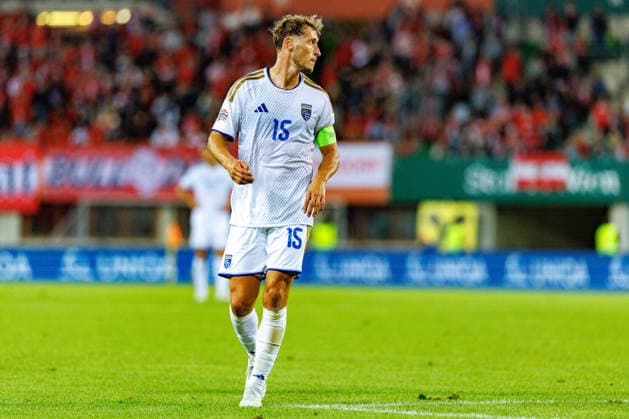 VIENNA, AUSTRIA - 27 SEPTEMBER 2026: Image shows Vojvoda MÃ«rgim (Kosovo, 15) during UEFA Nations League 2026 27 League B, Group B3, Matchday 2: Austria vs Kosovo at Ernst-Happel-Stadion on 27 09 2026 in Vienna, Austria. Austria Copyright: xFröhlichxPascalx