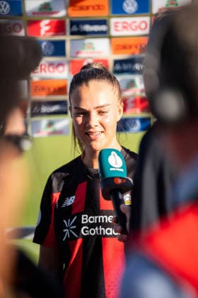 DFB-Pokal: FC Viktoria Berlin vs. Bayer 04 Leverkusen; Berlin, 27.09.2026 DFB-Pokal Frauen: Maja STERNAD (Bayer 04 Leverkusen 23) im Interview bei dem ZDF nach dem Spiel FC Viktoria Berlin vs. Bayer 04 Leverkusen im Stadion Lichterfelde am September 27, 2026 in Berlin, Deutschland. Copyright: xBEAUTIFULxSPORTS Kuehnx