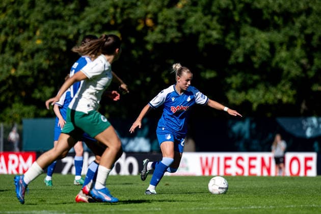 27.09.2026, GER, Fussball, Frauen, DFB Pokal, Saison 2026 2027, 1. Runde, SpVgg Greuther Fürth vs. TSG 1899 Hoffenheim Laura Gloning ( Hoffenheim, 20 ) am Ball Fürth Julius Hirsch Sportzentrum Bayern Deutschland Copyright: xNordphoto Memmlerx