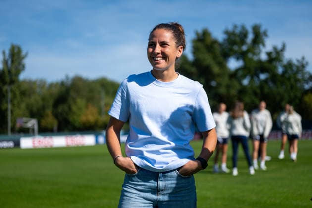 27.09.2026, GER, Fussball, Frauen, DFB Pokal, Saison 2026 2027, 1. Runde, SpVgg Greuther Fürth vs. TSG 1899 Hoffenheim Eva-Maria Virsinger ( Hoffenheim, Trainerin ) Fürth Julius Hirsch Sportzentrum Bayern Deutschland Copyright: xNordphoto Memmlerx