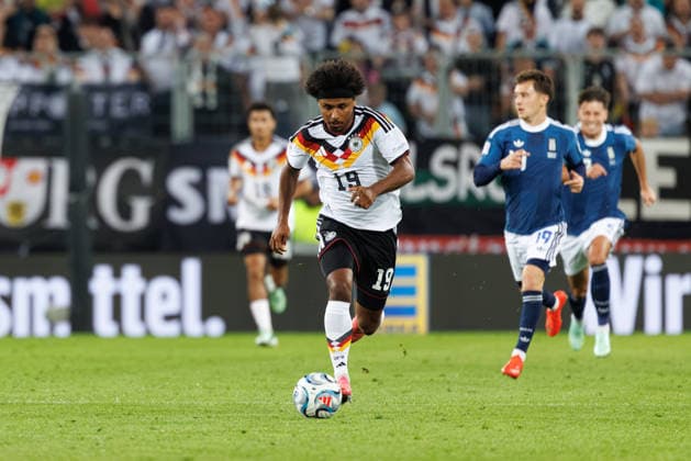 Karim Adeyemi (19, Deutschland) beim Spiel zwischen Deutschland v Griechenland, Fussball, Herren, UEFA Nations League, 2026 2027, 2.Spieltag am 27.09.2026 in Augsburg, WWK Arena. Bayern Deutschland