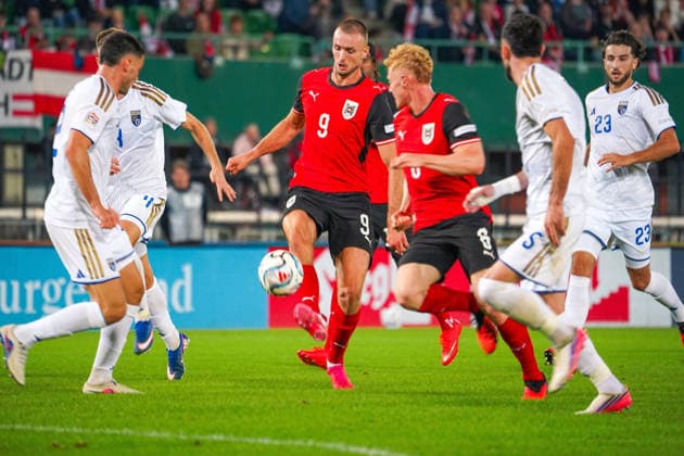 Fussball: Österreich Nationalteam: UEFA Nations League 2026 2027 - Liga B, Gruppe B3, 2. Spieltag, 27.09.2026 - Österreich (ÖFB) vs. Kosovo (FFK) - Ernst-Happel-Stadion (Wien, Österreich); Sasa Kalajdzic (Österreich, 9) Copyright: xLukasxBierederx