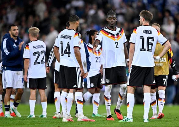 nach Spielende: enttaeuscht Enttaeuschung bei Yann Aurel Bisseck GER (02) Josha Vagnoman GER (14) Anton Stach GER (16) Hennes Behrens GER (22) DFB Laenderspiel Deutschland GER vs Griechenland GRE UEFA Nations League am 27.09.2026 DFL REGULATIONS PROHIBIT ANY USE OF PHOTOGRAPHS AS IMAGE SEQUENCES AND OR QUASI-VIDEO DFB Laenderspiel Deutschland GER vs Griechenland GRE UEFA Nations League