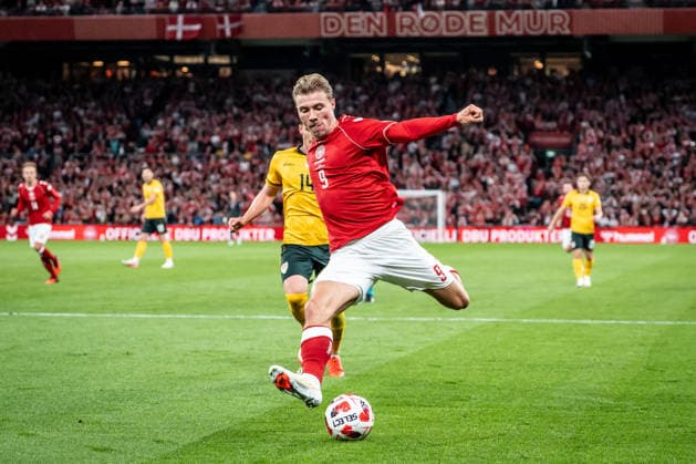 Denmark v Wales, UEFA Nations League, Copenhagen, Denmark Copenhagen, Denmark. 27th, September 2026. Rasmus Hojlund (9) of Denmark seen during the UEFA Nations League match between Denmark and Wales at Parken in Copenhagen. Denmark, Copenhagen, Parken  Copyright: xGonzalesxPhoto NicolaixBethelsenx