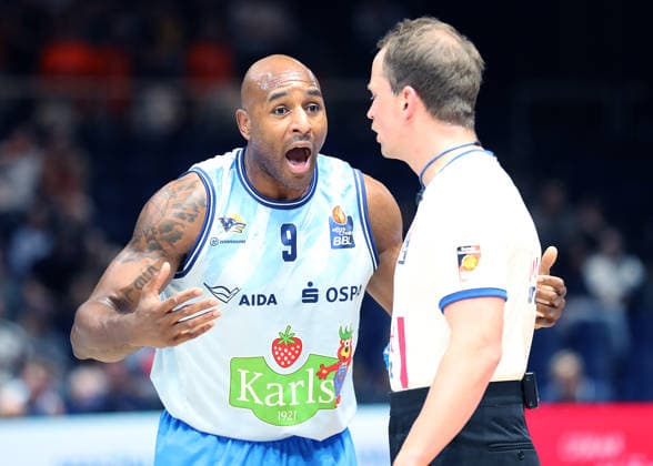 DeAndre Landsdowne (Rostock Seawolves) Basketball, Herren, Saison 2026 2027, easyCredit Basketball-Bundesliga, Basketball Loewen Braunschweig gegen Rostock Seawolves, 83-82