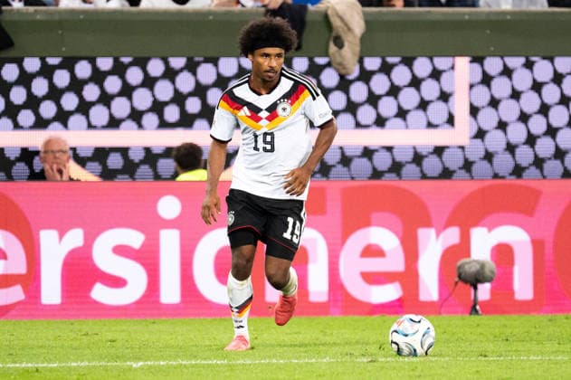 GER, Bayern, Augsburg, Fussball, Deutschland - Griechenland, in der WWK Arena, Augsburg, UEFA Nations League, 2. Spieltag, Gruppenphase 27.09.26, v.l. Karim Adeyemi (Deutschland, 19), im Portrait, Einzelbild, Freisteller, portrait, headshot, single image, cutout DFL DFB regulations prohibit any use of photographs as image sequences and or quasi-video,, Copyright: HMB-Media MichaelxNibel