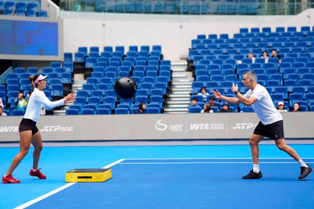 September 27, 2026, Beijing, China: Zheng Qinwen of China plays during a practice session ahead of China Open at the National Tennis Center. China Open - Practice Session In Beijing - 27 Sep 2026  - ZUMAs197 20260927_aaa_s197_371 Copyright: xPolyxFeix