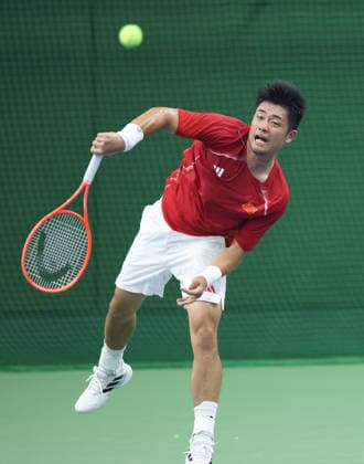 (260928) -- NAGOYA, Sept. 28, 2026 -- Wu Yibing of China competes during the tennis men s singles second round match against Ali Yazdani of Iran at the 20th Asian Games Aichi-Nagoya 2026 in Nagoya, Japan, Sept. 28, 2026. ) (SP)JAPAN-NAGOYA-ASIAN GAMES-TENNIS-MEN S SINGLES LongxLei 