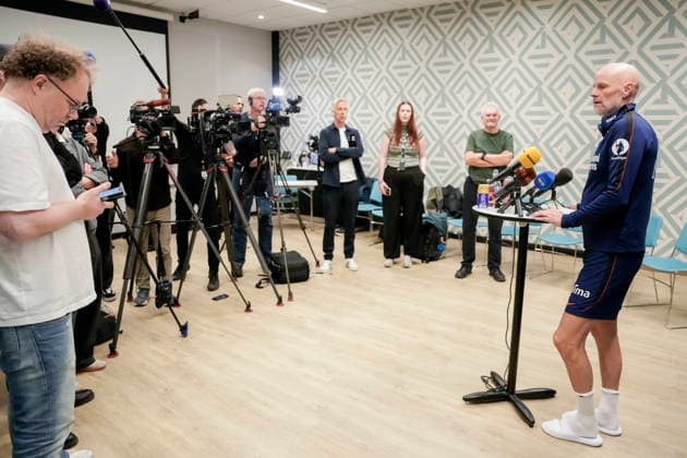 Stale Solbakken holds a press conference in Oslo on September 28, 2026. Stale Solbakken holds a press conference after the match between Norway and Portugal. Photo by Beate Oma Dahle, NTB, Oslo, Norway. EDITORIAL USE ONLY. RESTRICTED USE FOR BETTING COMPANIES.  Copyright: xBeatexOmaxDahlex xNTBx