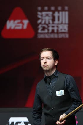 (260928) -- SHENZHEN, Sept. 28, 2026 -- Scott Donaldson reacts during the round 2 match between Scott Donaldson of Scotland and Zhao Xintong of China at World Snooker Tour Shenzhen Open 2026 in Shenzhen, south China s Guangdong Province, Sept. 28, 2026. ) (SP)CHINA-SNOOKER-SHENZHEN OPEN (CN) LiangxXu 
